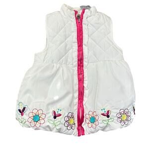Kids Headquarters Balloon Puffer Vest Quilted Size 4T Floral White Pink